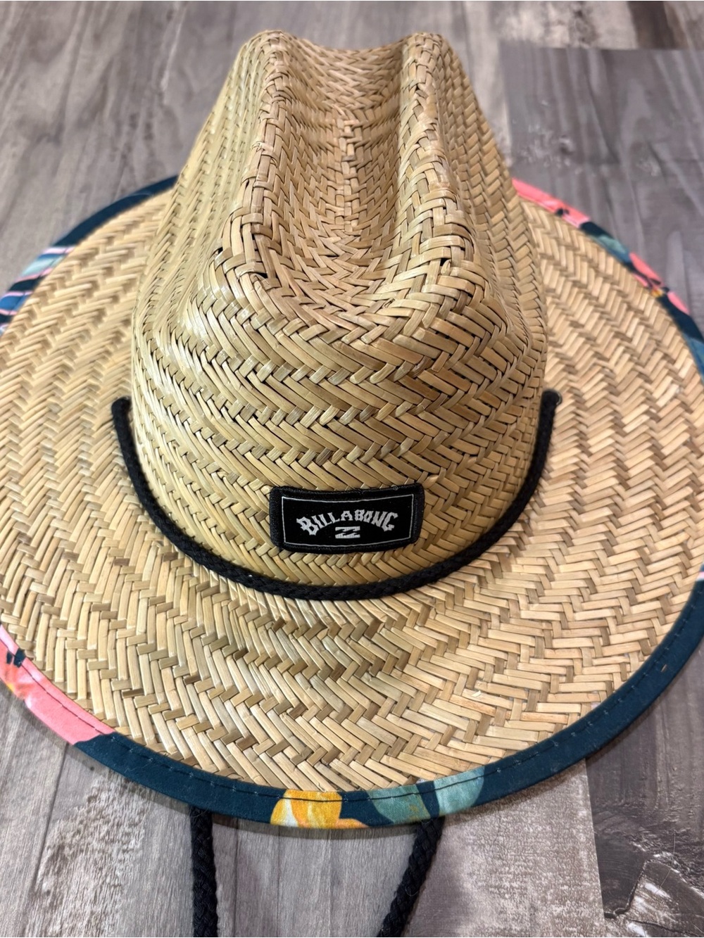 Billabong Big Boys Natural, Blue Tides Print Lifeguard Straw Hat